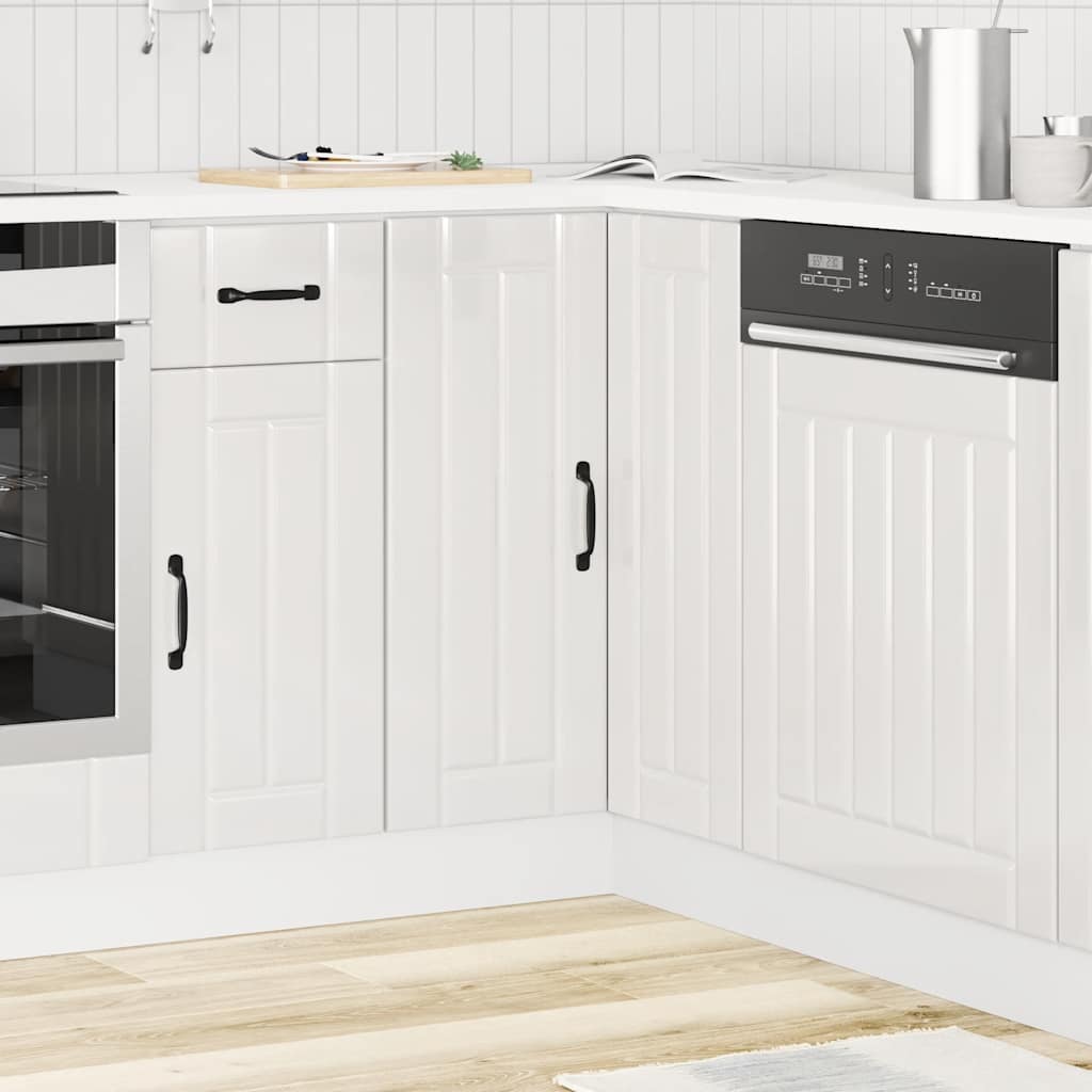 Kitchen Corner Base Cabinet "Lucca" High Gloss White Engineered Wood