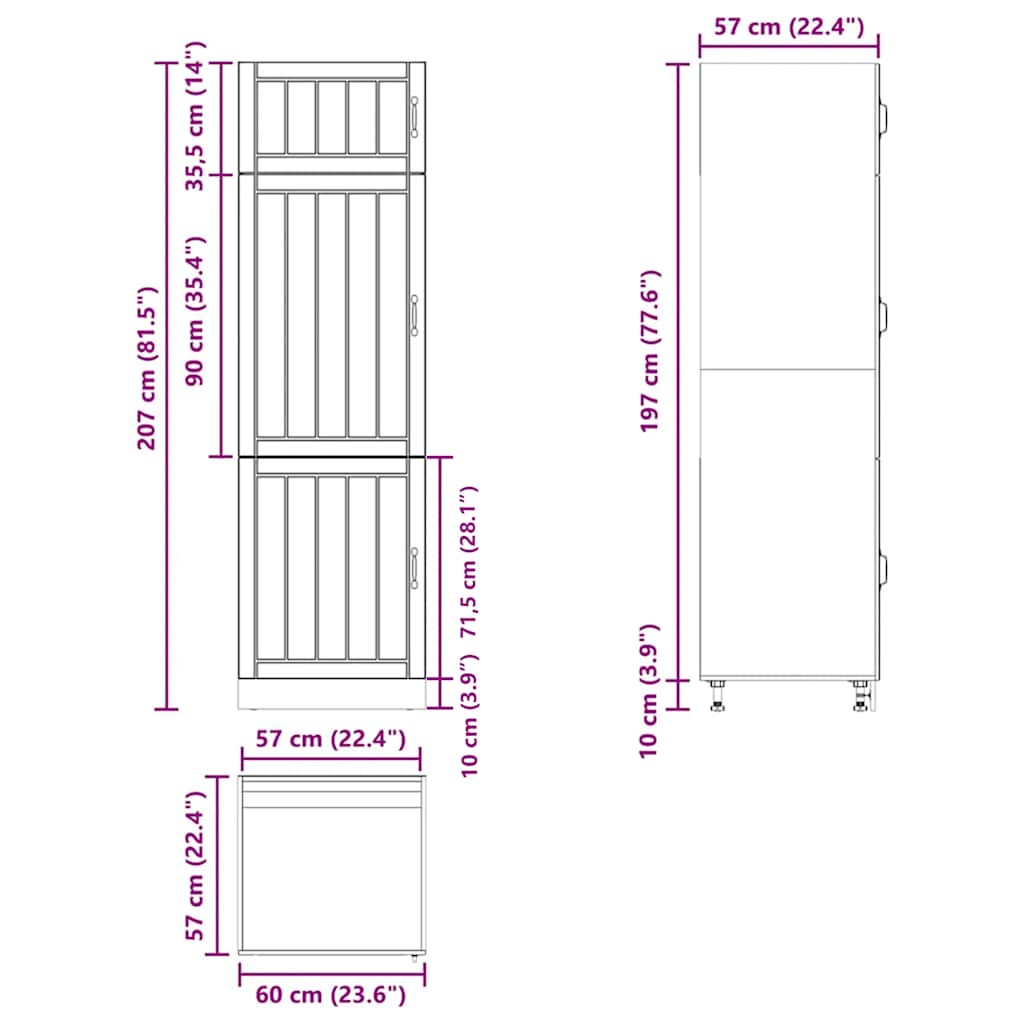 Kitchen Cupboard "Lucca" Black Engineered Wood