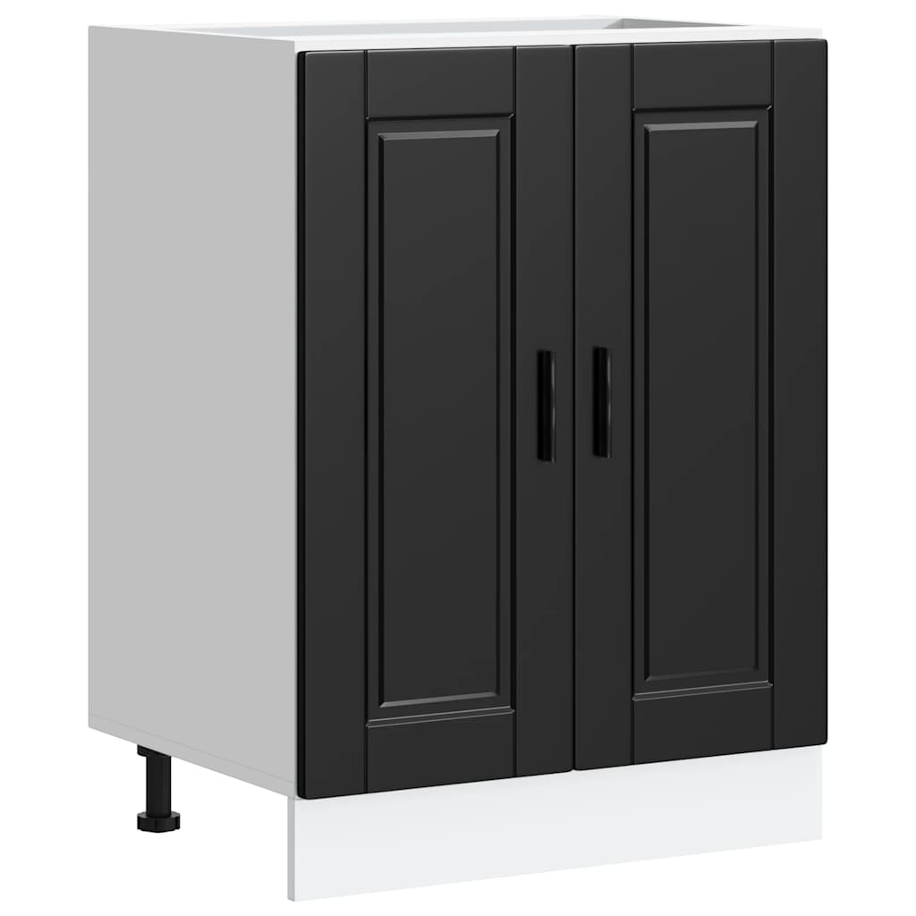 Kitchen Base Cabinet "Porto" Black Engineered Wood