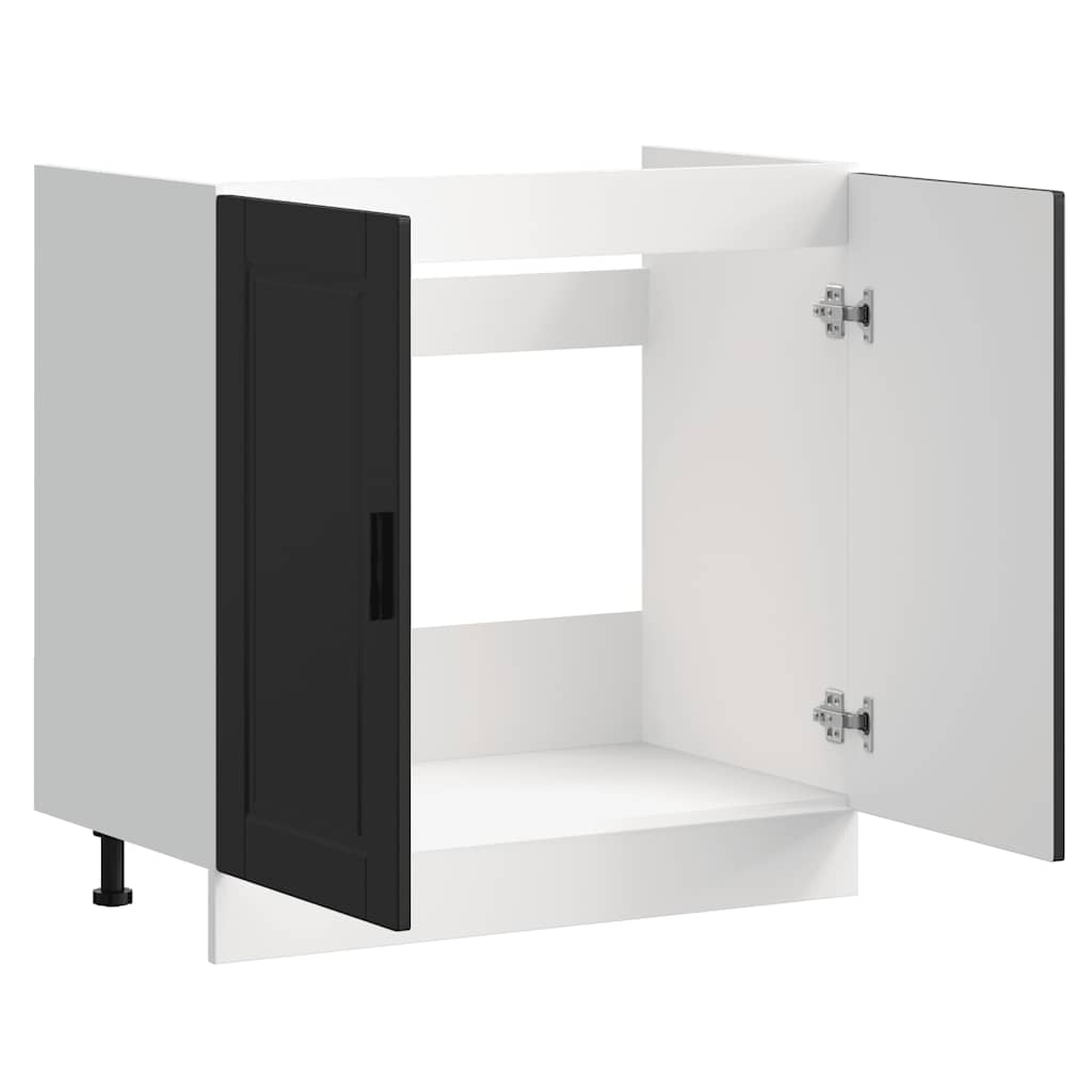 Sink Base Cabinet "Porto" Black 80x46x81,5 cm Engineered Wood