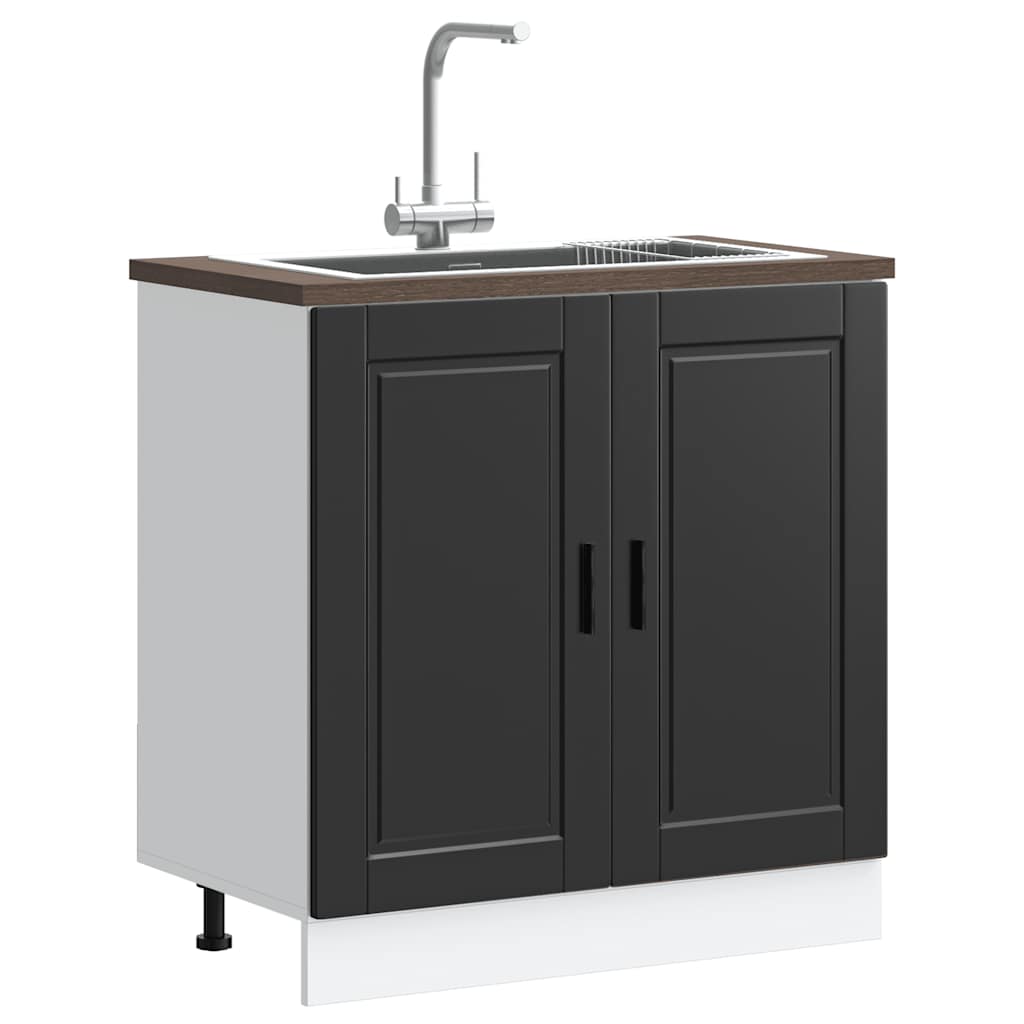 Sink Base Cabinet "Porto" Black 80x46x81,5 cm Engineered Wood