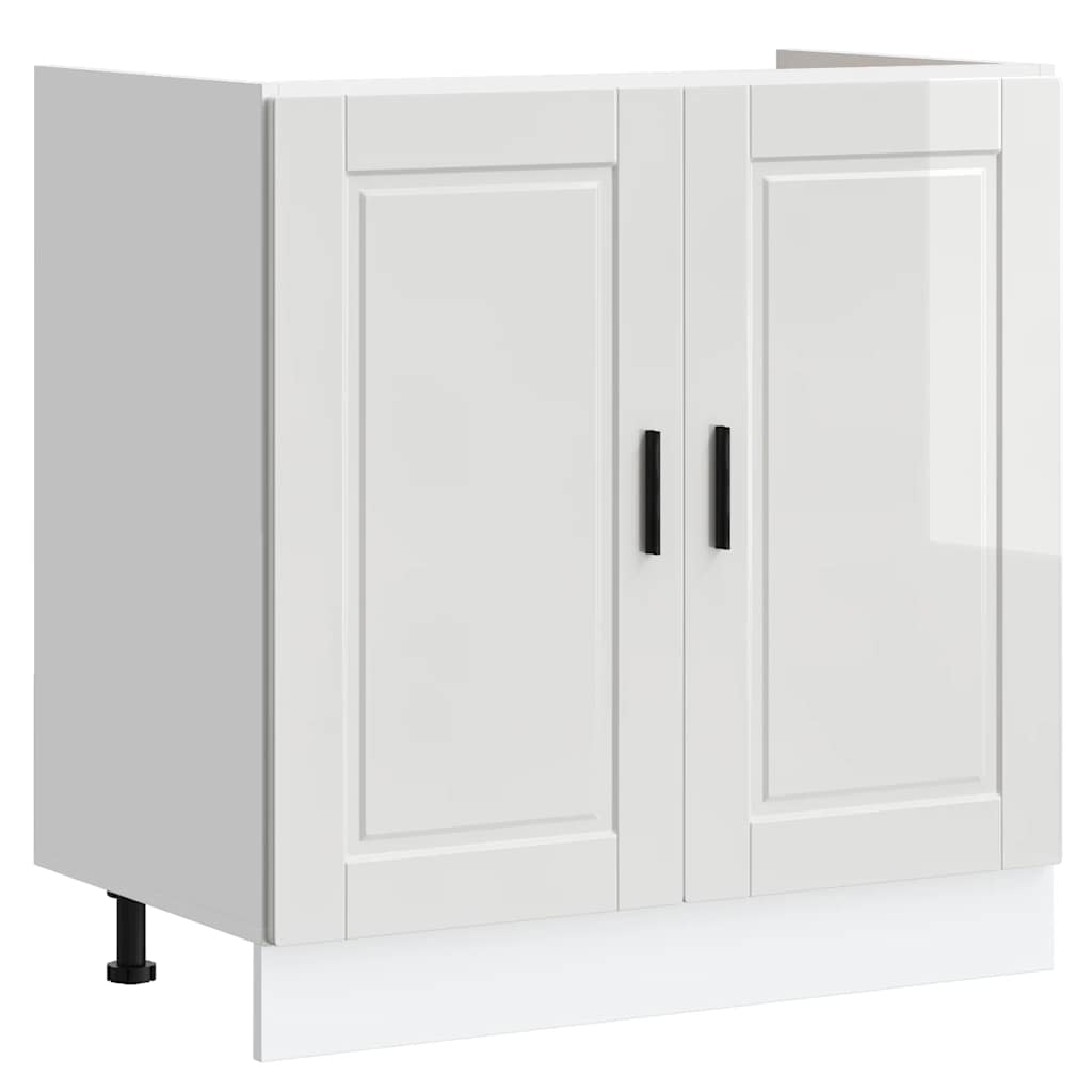 Sink Base Cabinet "Porto" High Gloss White 80x46x81,5 cm Engineered Wood