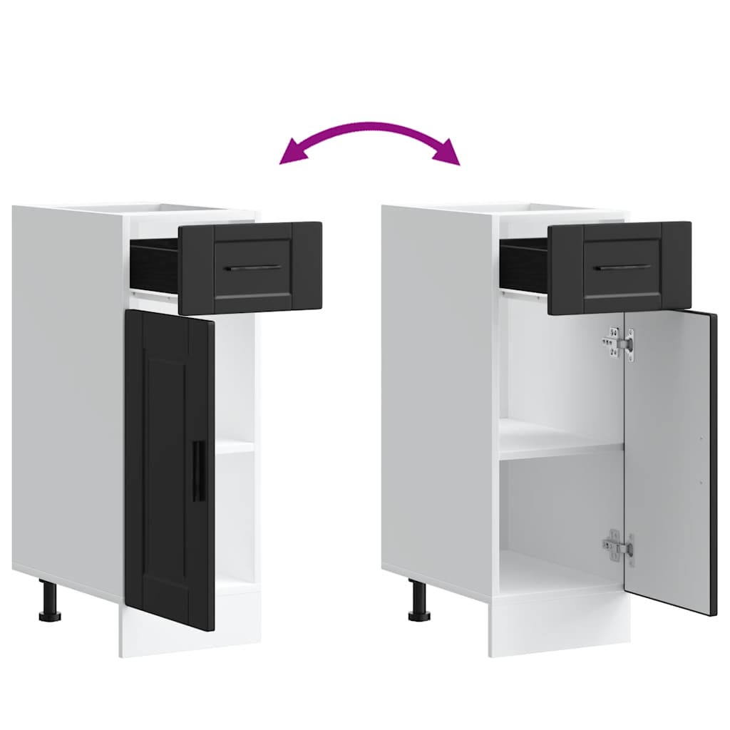 Kitchen Base Cabinet "Porto" Black Engineered Wood