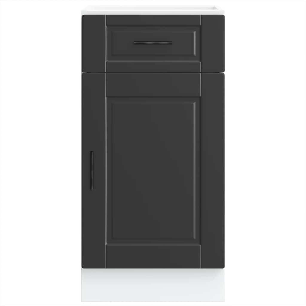 Kitchen Base Cabinet "Porto" Black Engineered Wood