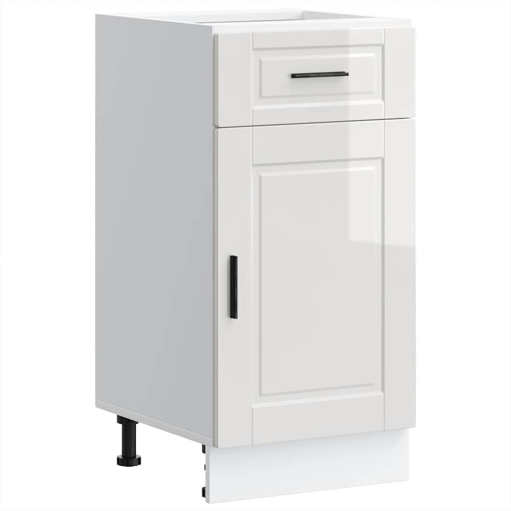 Kitchen Base Cabinet "Porto" High Gloss White Engineered Wood