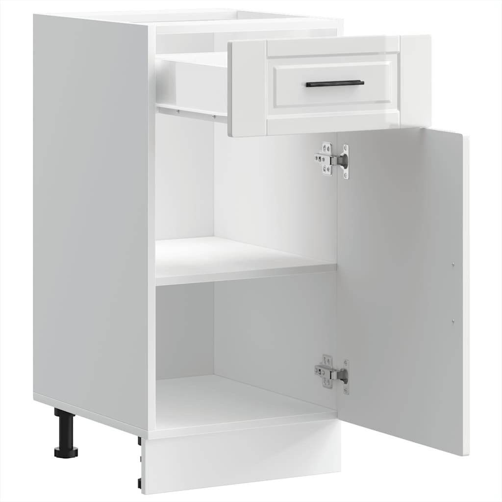 Kitchen Base Cabinet "Porto" High Gloss White Engineered Wood