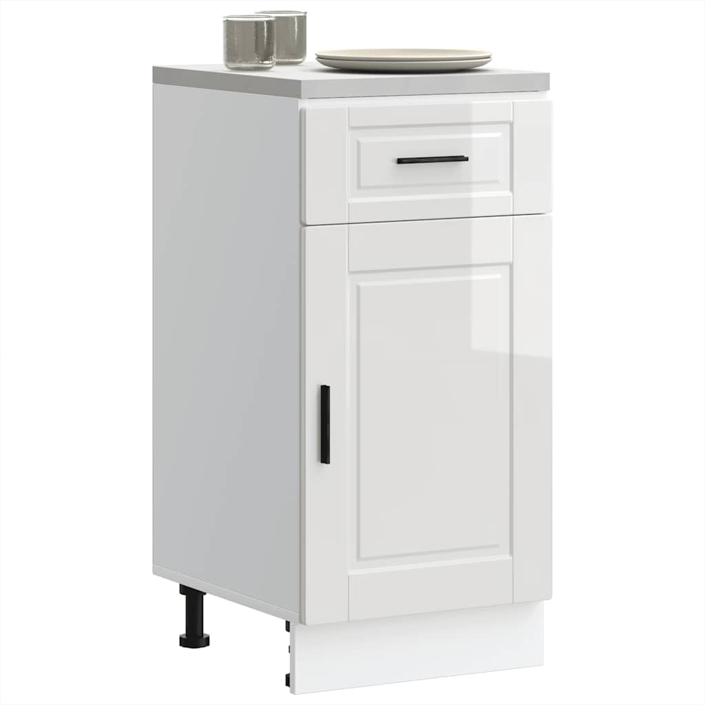 Kitchen Base Cabinet "Porto" High Gloss White Engineered Wood