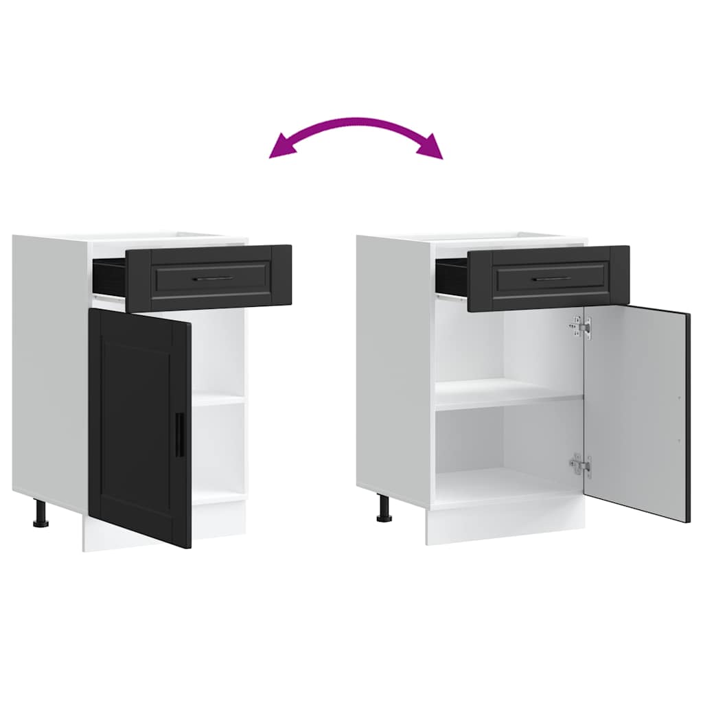 Kitchen Base Cabinet "Porto" Black Engineered Wood