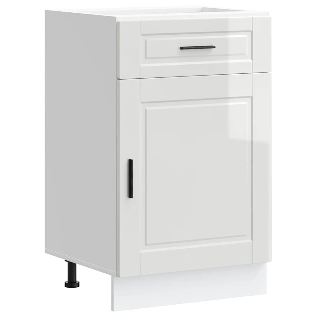 Kitchen Base Cabinet "Porto" High Gloss White Engineered Wood