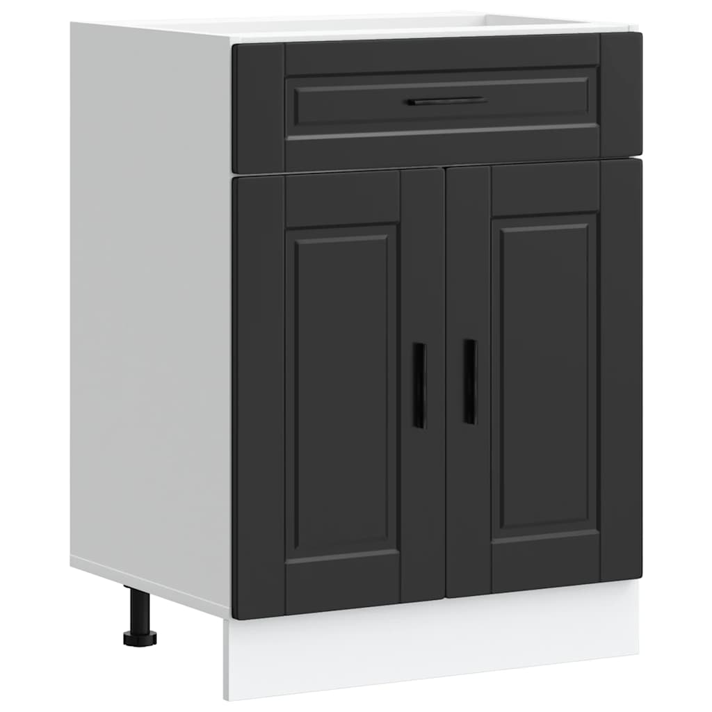Kitchen Base Cabinet "Porto" Black Engineered Wood