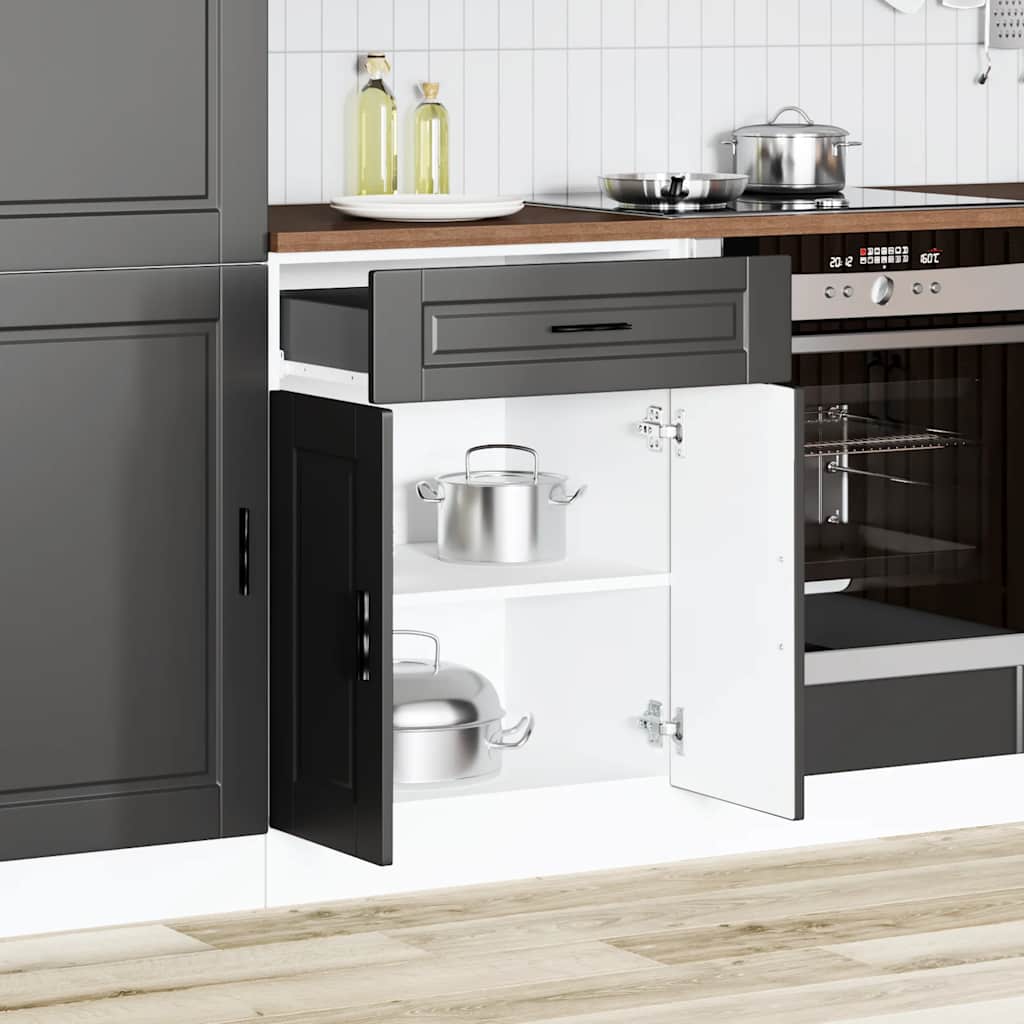 Kitchen Base Cabinet "Porto" Black Engineered Wood