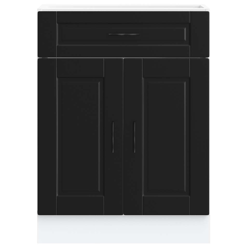 Kitchen Base Cabinet "Porto" Black Engineered Wood