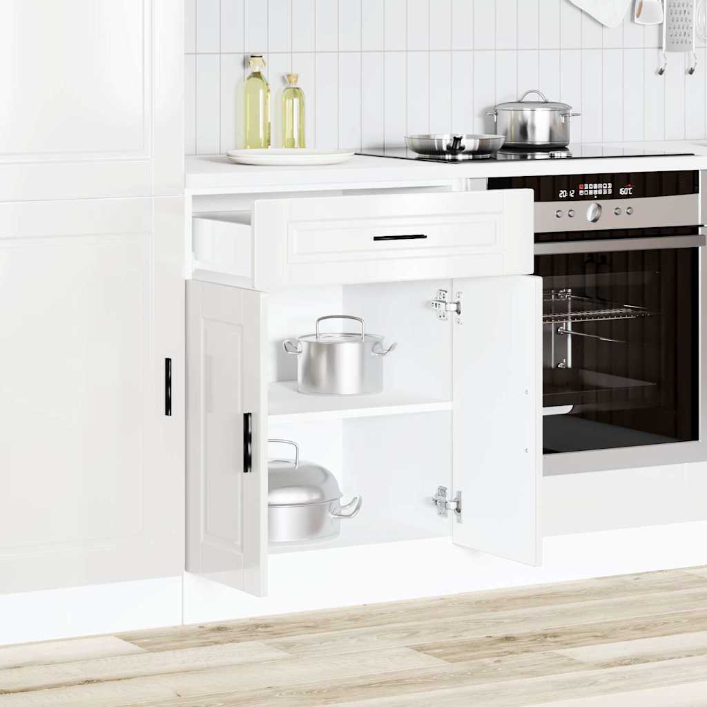 Kitchen Base Cabinet "Porto" High Gloss White Engineered Wood