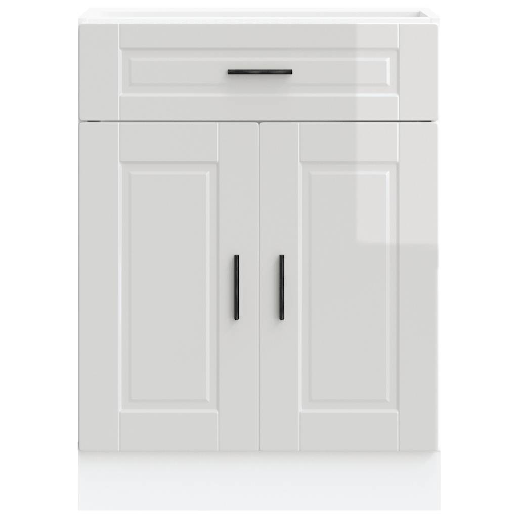 Kitchen Base Cabinet "Porto" High Gloss White Engineered Wood