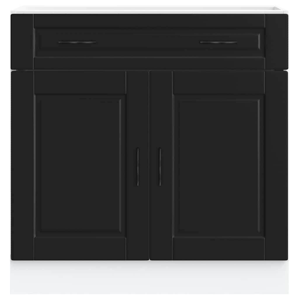 Kitchen Base Cabinet "Porto" Black Engineered Wood