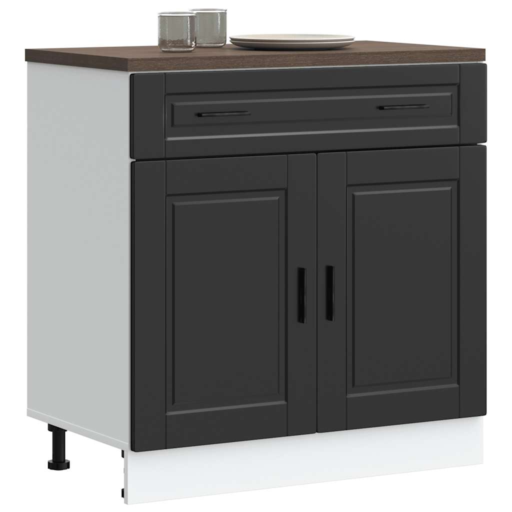 Kitchen Base Cabinet "Porto" Black Engineered Wood