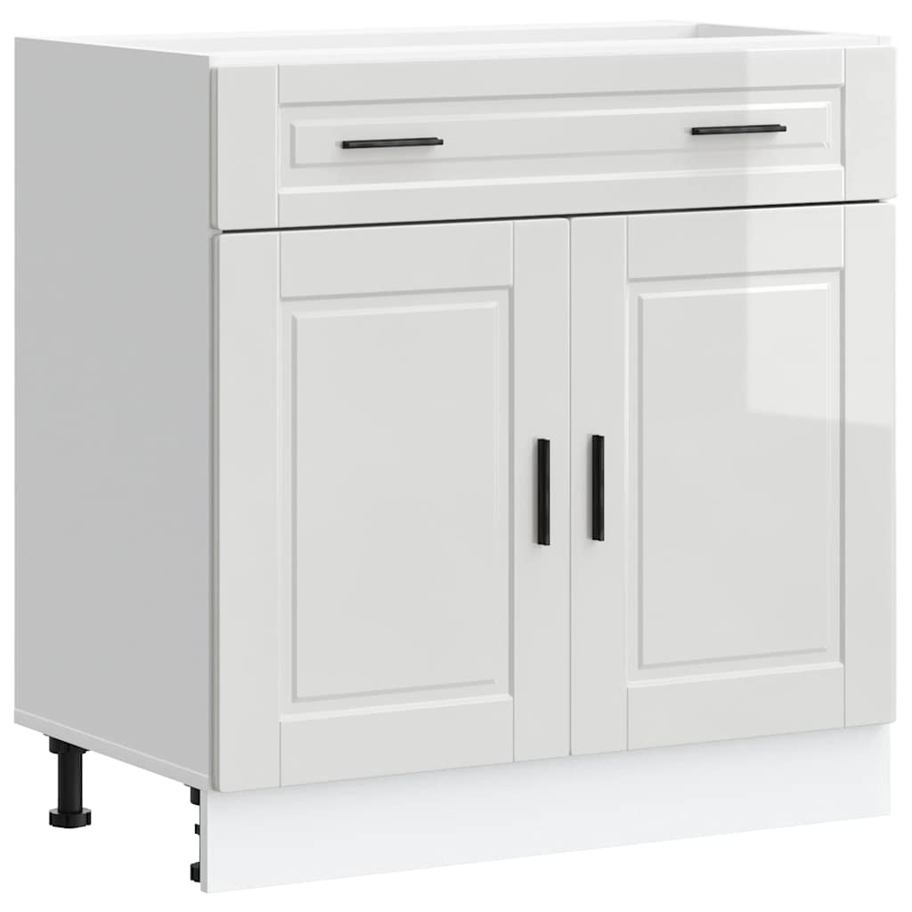 Kitchen Base Cabinet "Porto" High Gloss White Engineered Wood