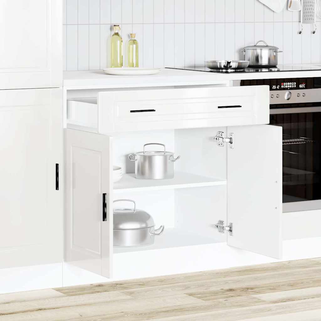Kitchen Base Cabinet "Porto" High Gloss White Engineered Wood