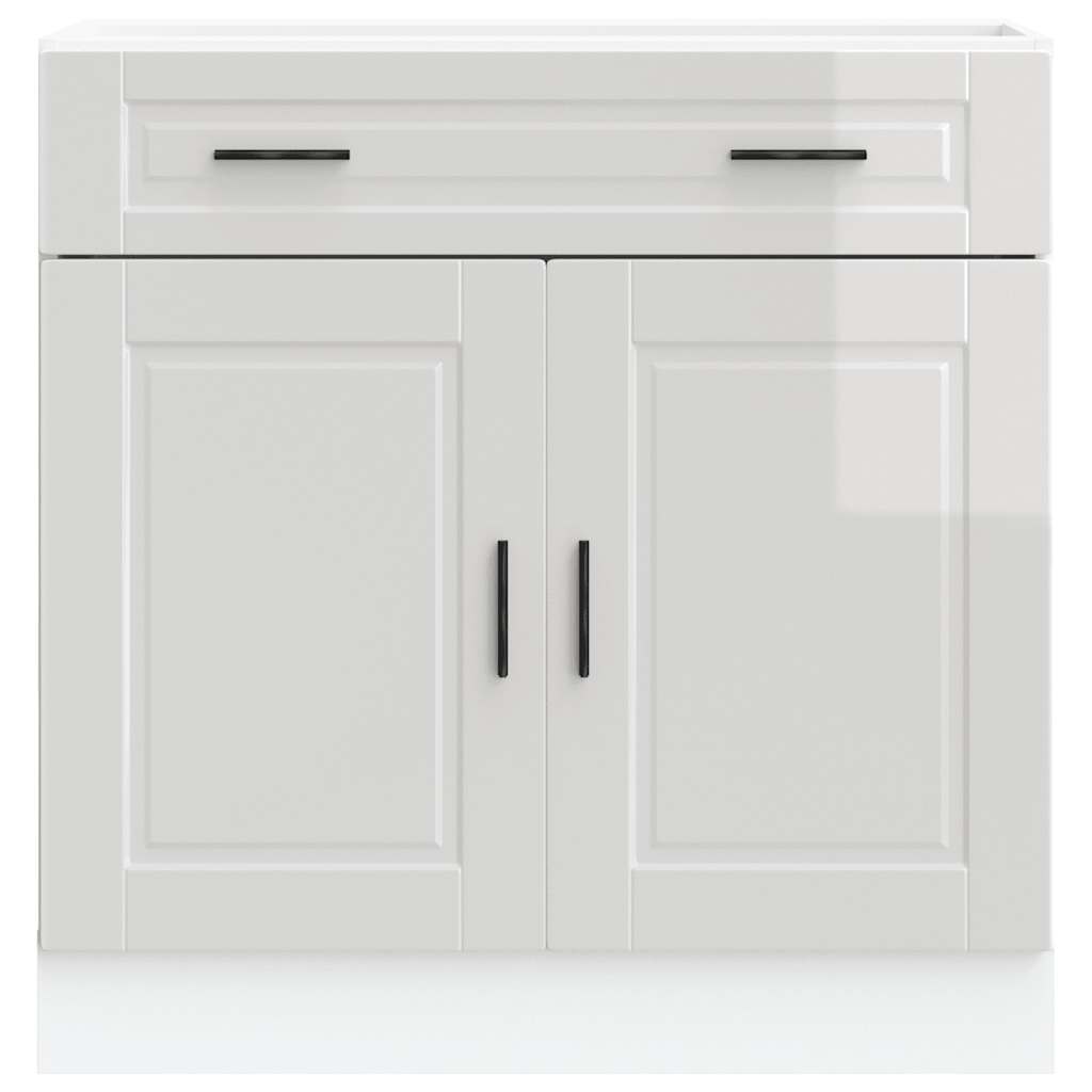 Kitchen Base Cabinet "Porto" High Gloss White Engineered Wood
