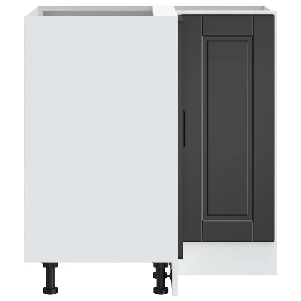 Kitchen Corner Base Cabinet "Porto" Black Engineered Wood