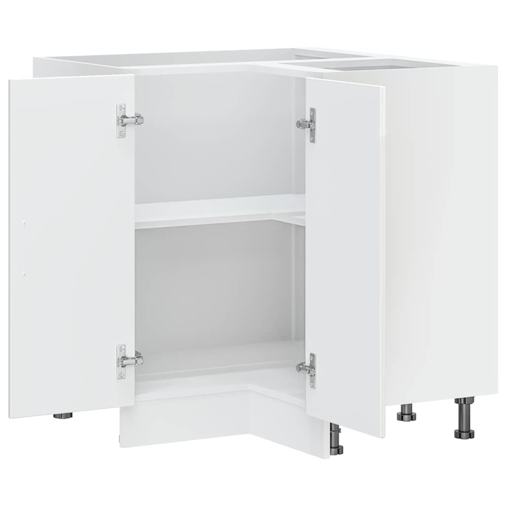 Kitchen Corner Base Cabinet "Porto" High Gloss White Engineered Wood