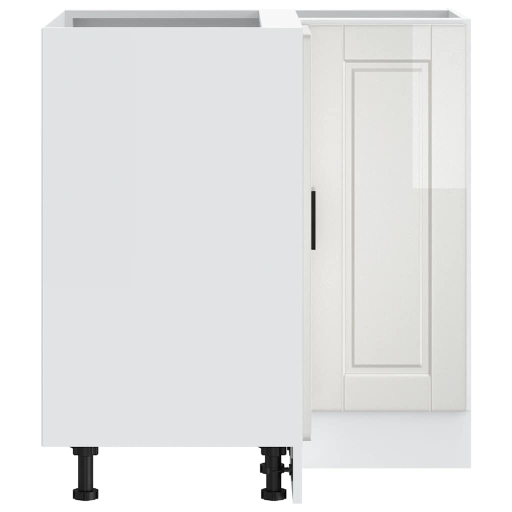 Kitchen Corner Base Cabinet "Porto" High Gloss White Engineered Wood