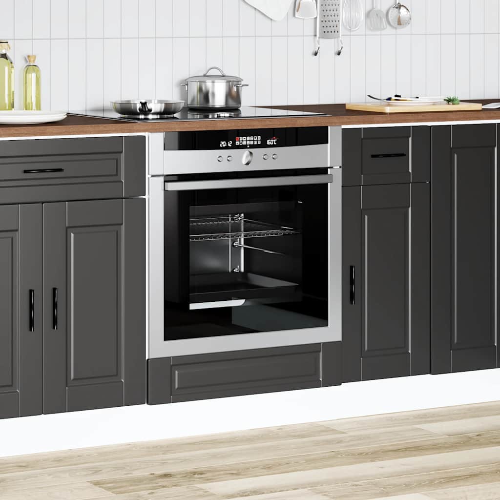 Oven Cabinet "Porto" Black Engineered Wood