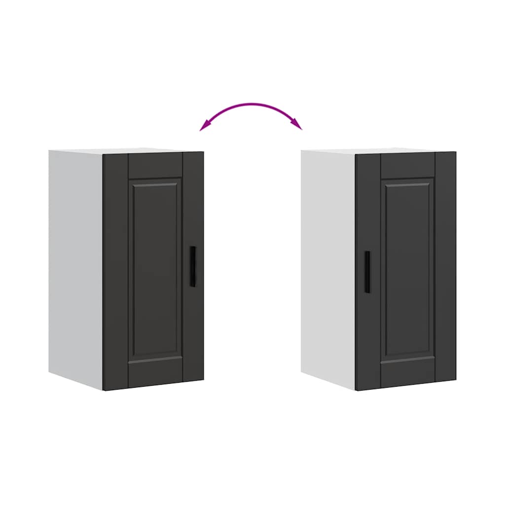 Kitchen Wall Cabinet "Porto" Black Engineered Wood