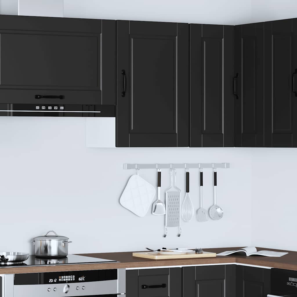 Kitchen Wall Cabinet "Porto" Black Engineered Wood