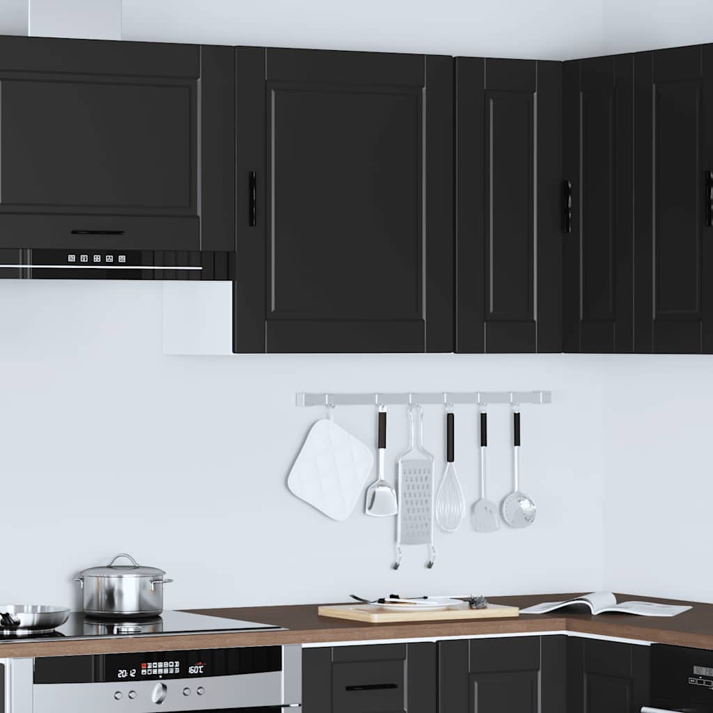 Kitchen Wall Cabinet "Porto" Black Engineered Wood