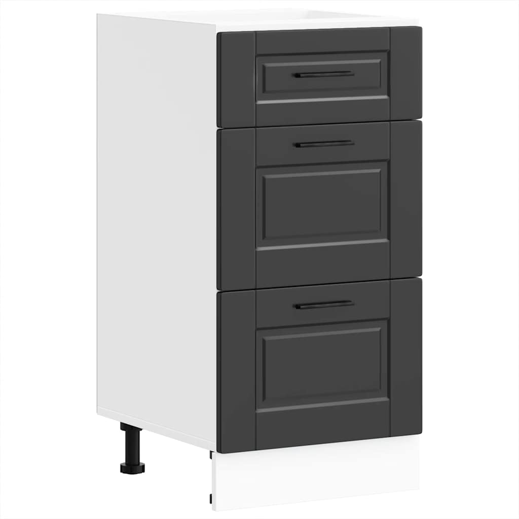 Kitchen Base Cabinet "Porto" Black Engineered Wood