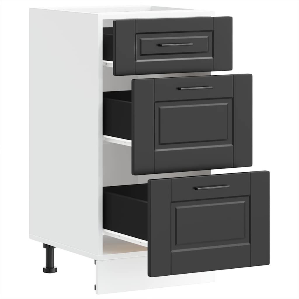 Kitchen Base Cabinet "Porto" Black Engineered Wood