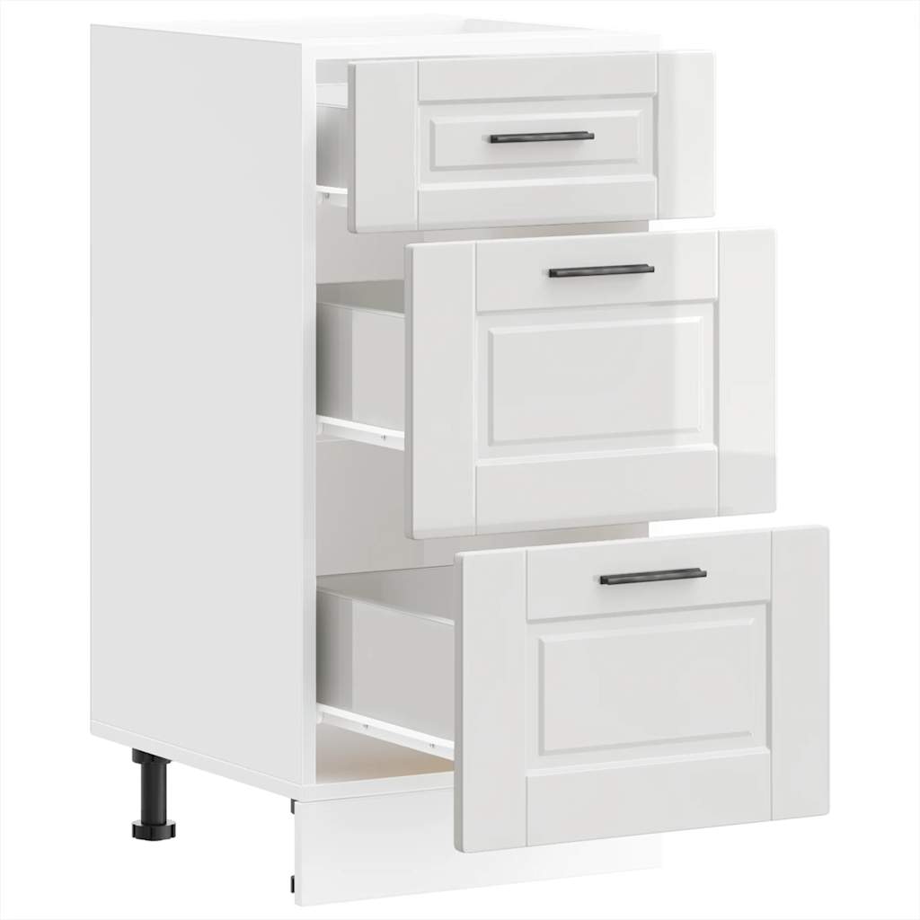 Kitchen Base Cabinet "Porto" High Gloss White Engineered Wood