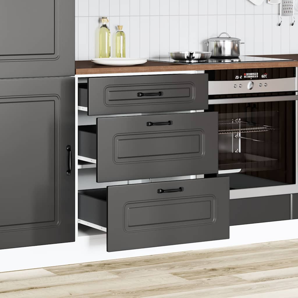 Kitchen Base Cabinet "Kalmar" Black Engineered Wood