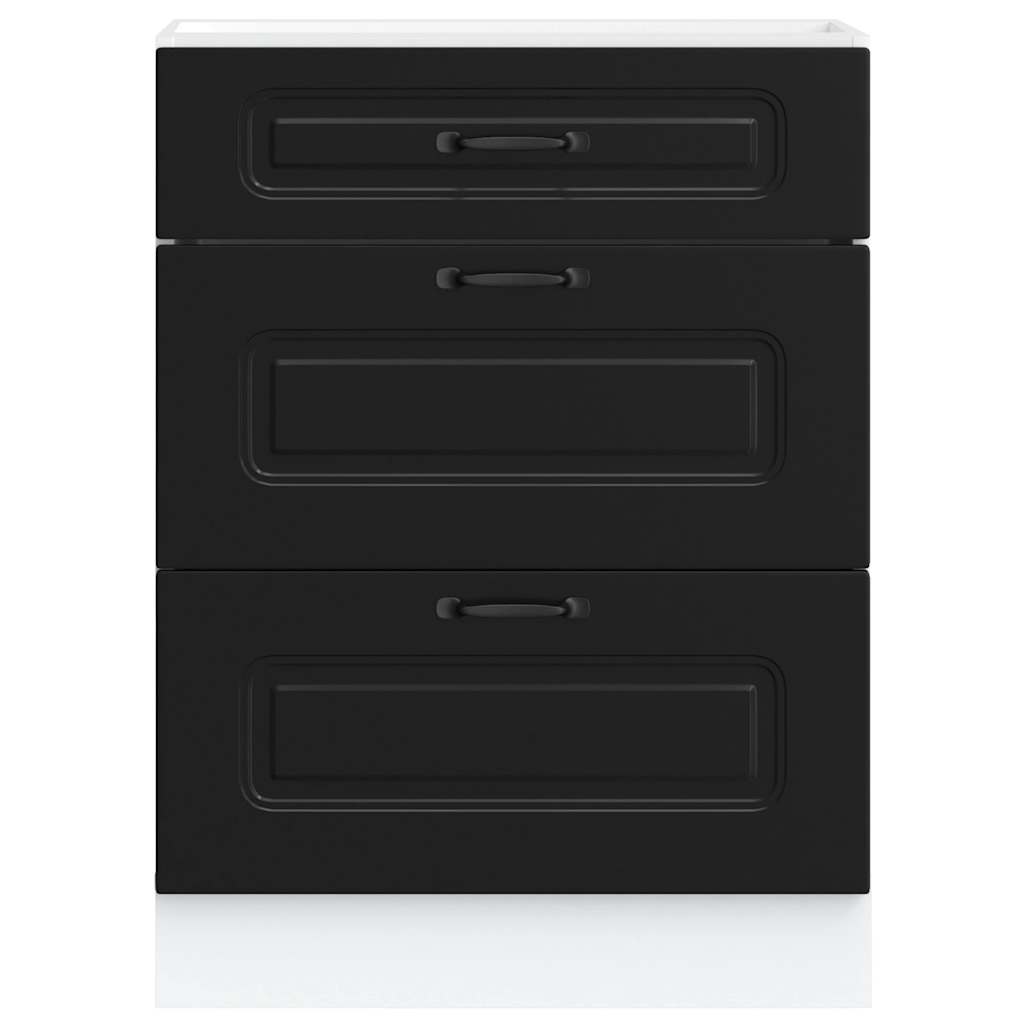 Kitchen Base Cabinet "Kalmar" Black Engineered Wood
