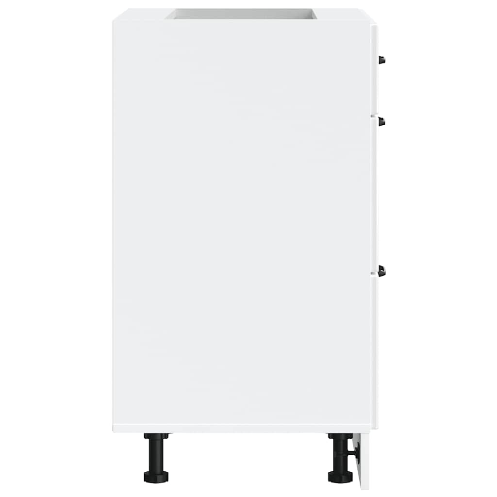 Kitchen Base Cabinet "Kalmar" High Gloss White Engineered Wood