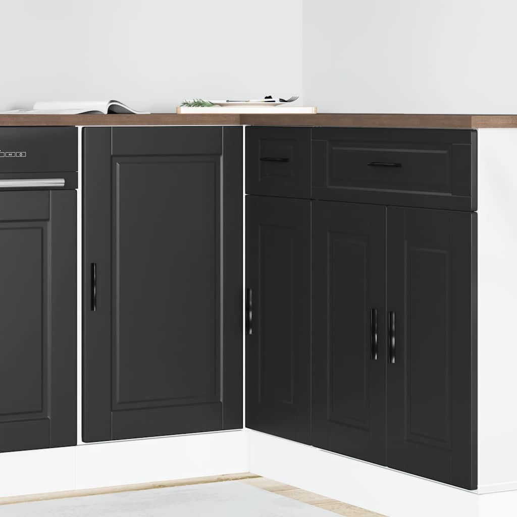 Kitchen Base Cabinet "Porto" Black Engineered Wood