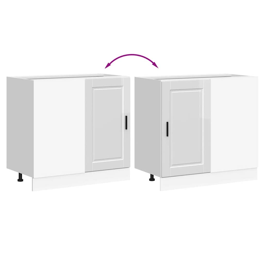 Kitchen Base Cabinet "Porto" High Gloss White Engineered Wood