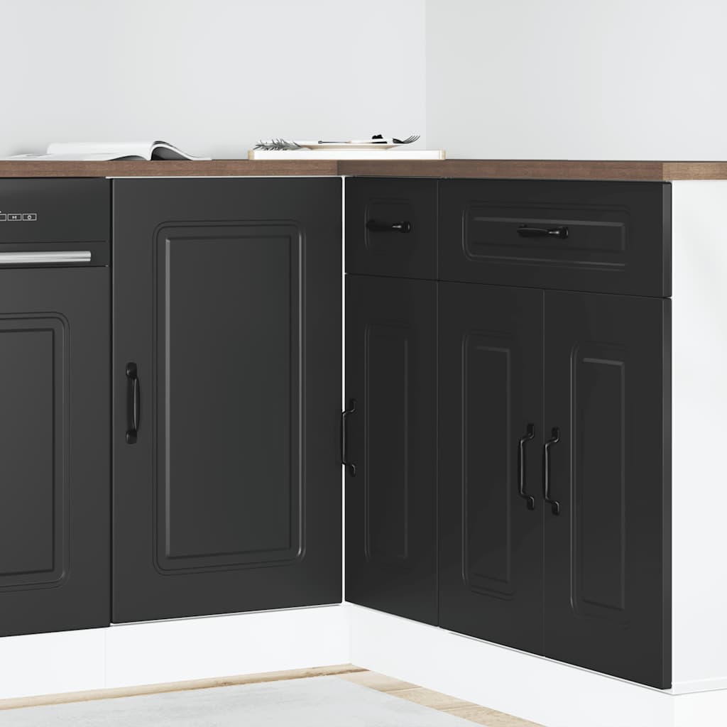 Kitchen Base Cabinet "Kalmar" Black Engineered Wood