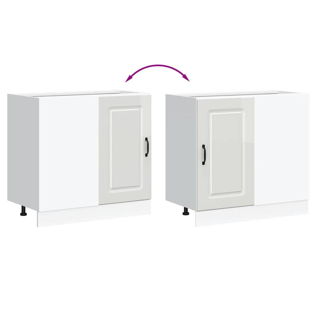 Kitchen Base Cabinet "Kalmar" High Gloss White Engineered Wood