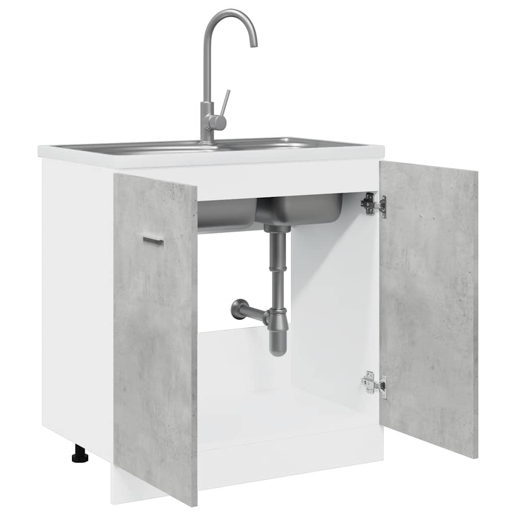 Sink Bottom Cabinet Lyon Concrete Grey 80x46x81.5 cm Engineered Wood