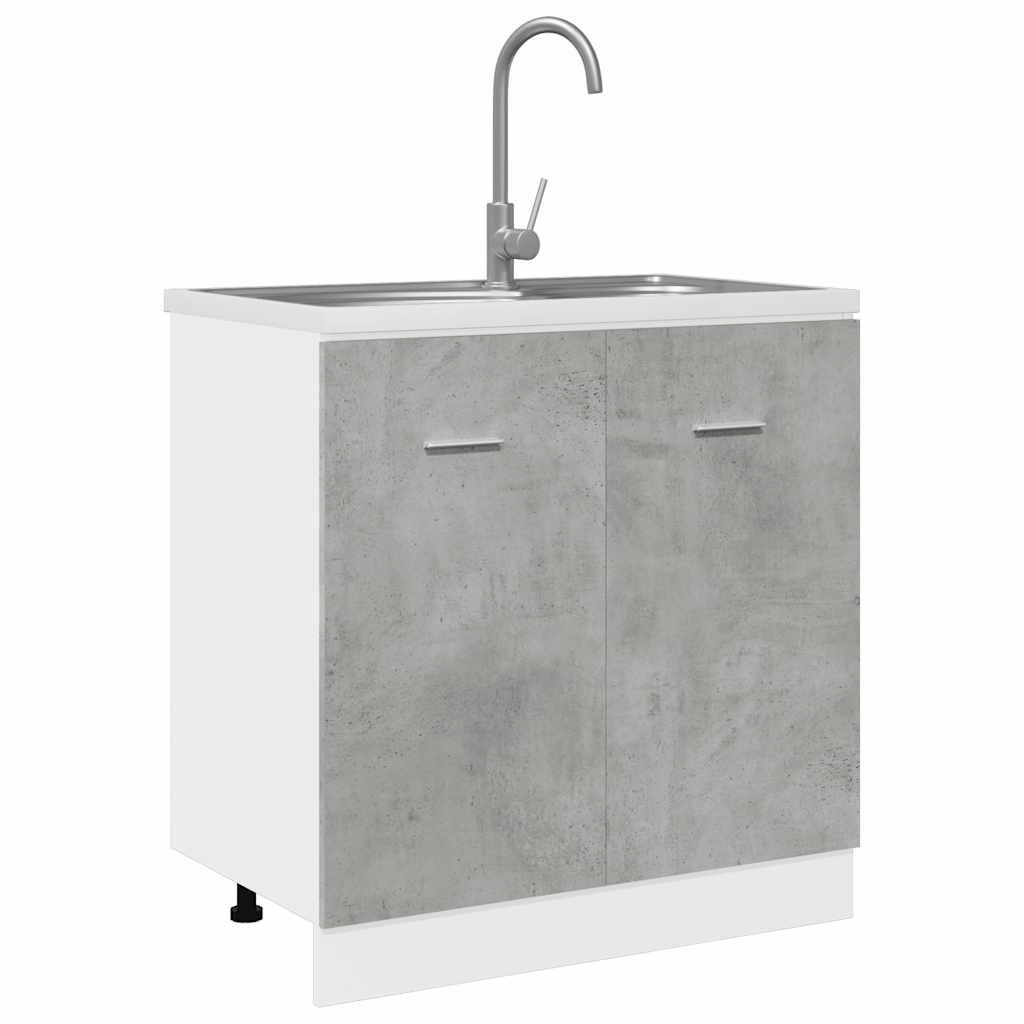 Sink Bottom Cabinet Lyon Concrete Grey 80x46x81.5 cm Engineered Wood