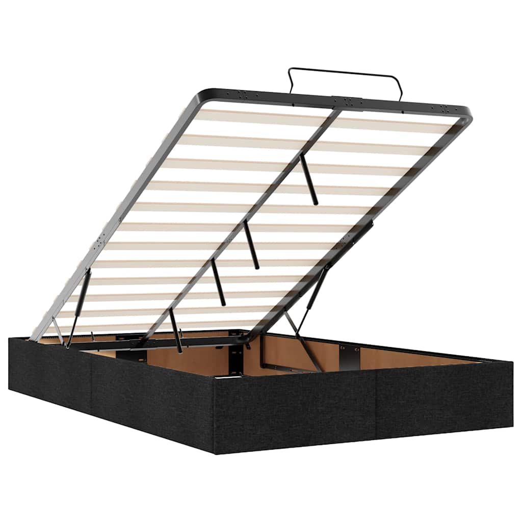 Ottoman Storage Bed Frame without Mattress Black King Single Fabric