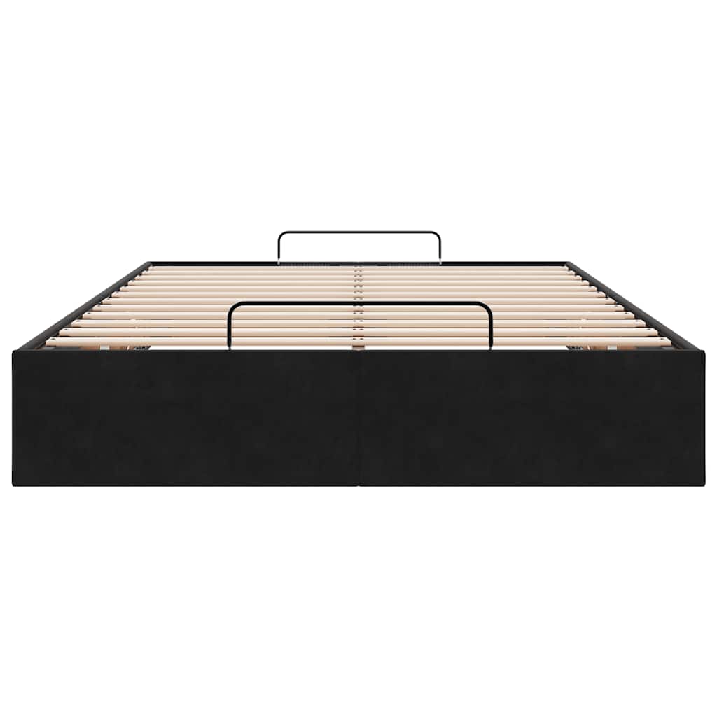 Ottoman Storage Bed Frame No Mattress Black King Single Velvet