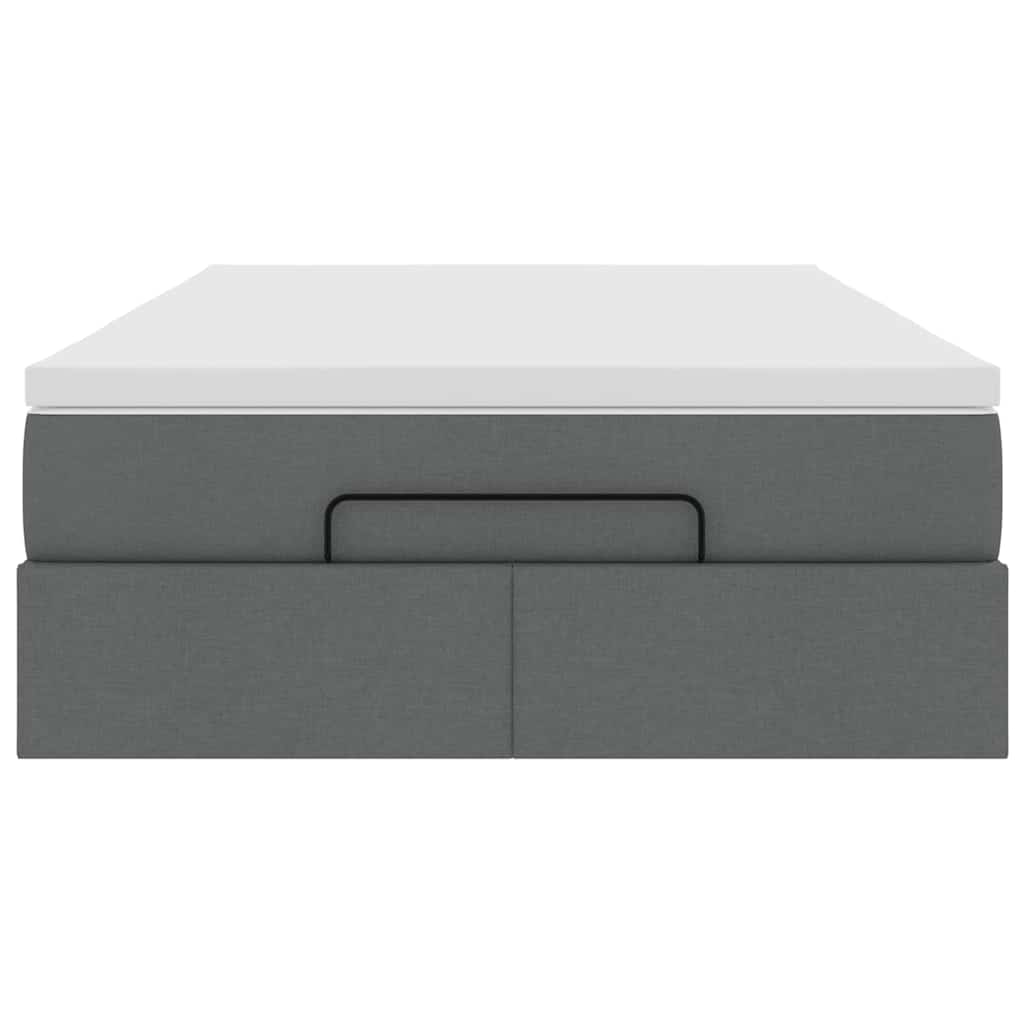 Ottoman Bed with Mattress Dark Grey Super Single Fabric
