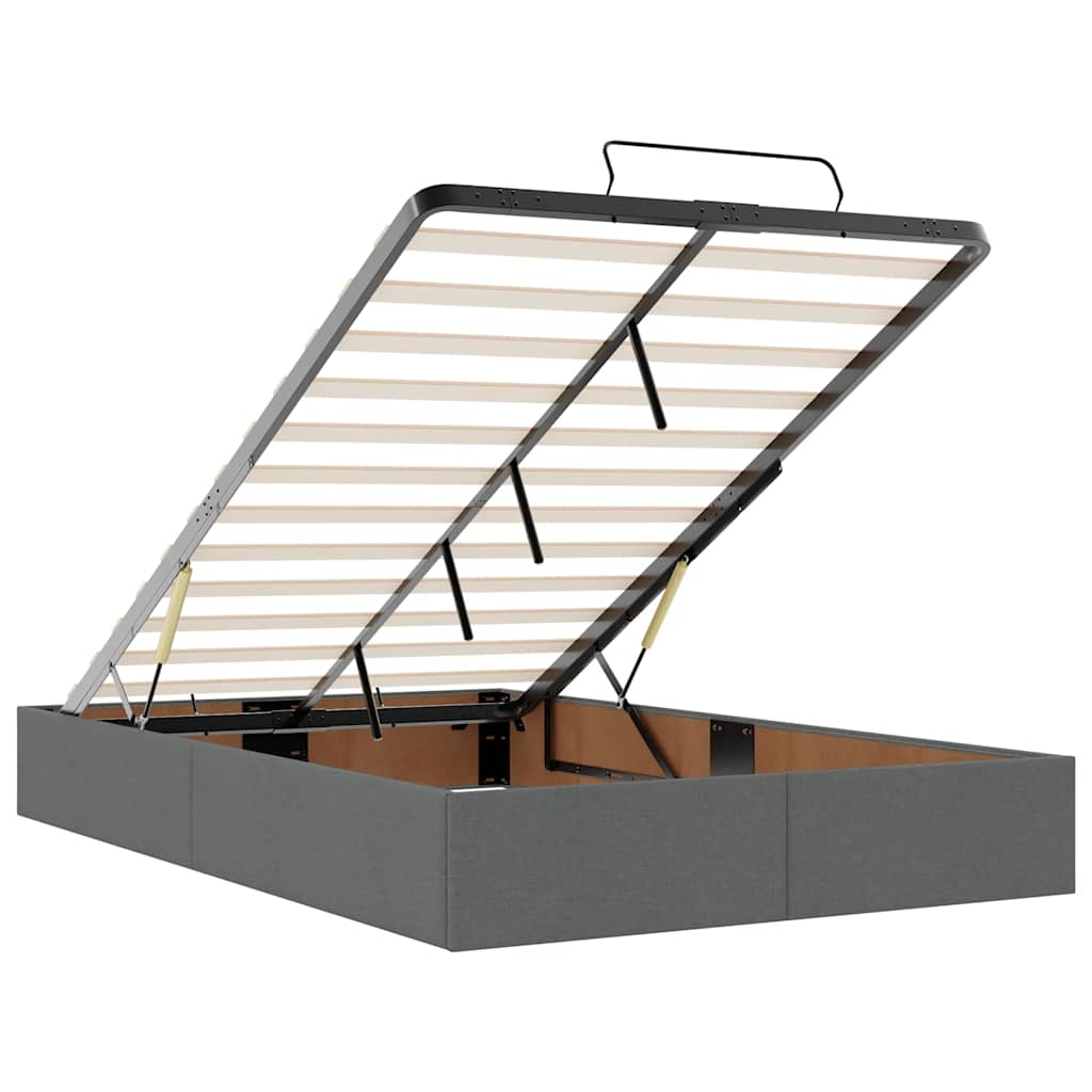 Ottoman Bed with Mattress Dark Grey Super Single Fabric