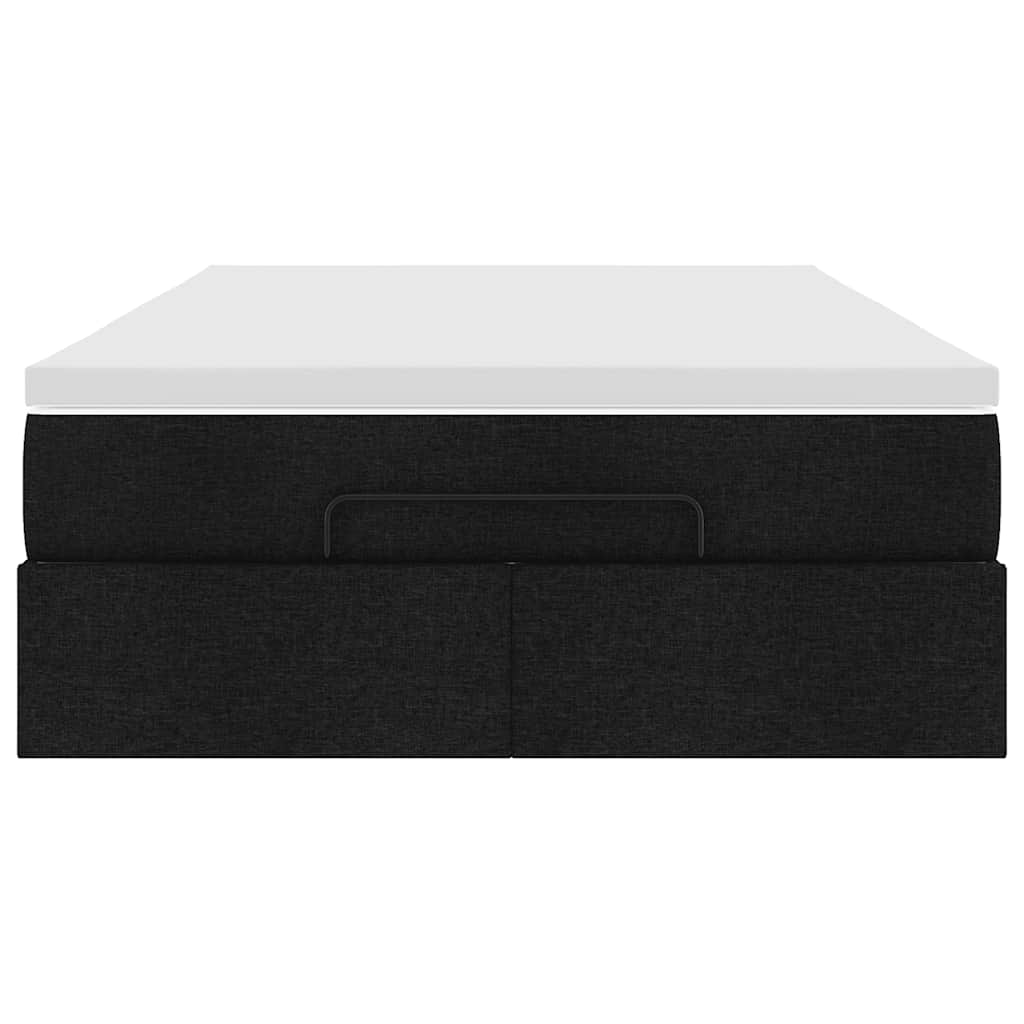 Ottoman Bed with Mattress Black King Single Fabric