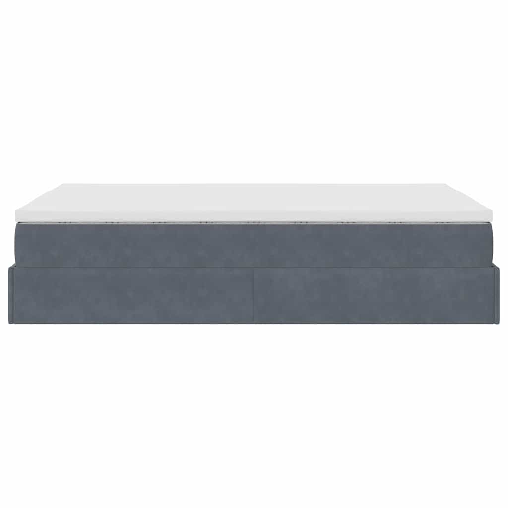 Ottoman Bed with Mattress Dark Grey Super Single Velvet