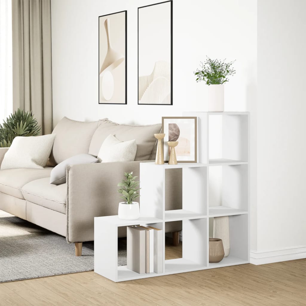 Room Divider Bookcase 3-Tier White 99x29x99 cm Engineered Wood