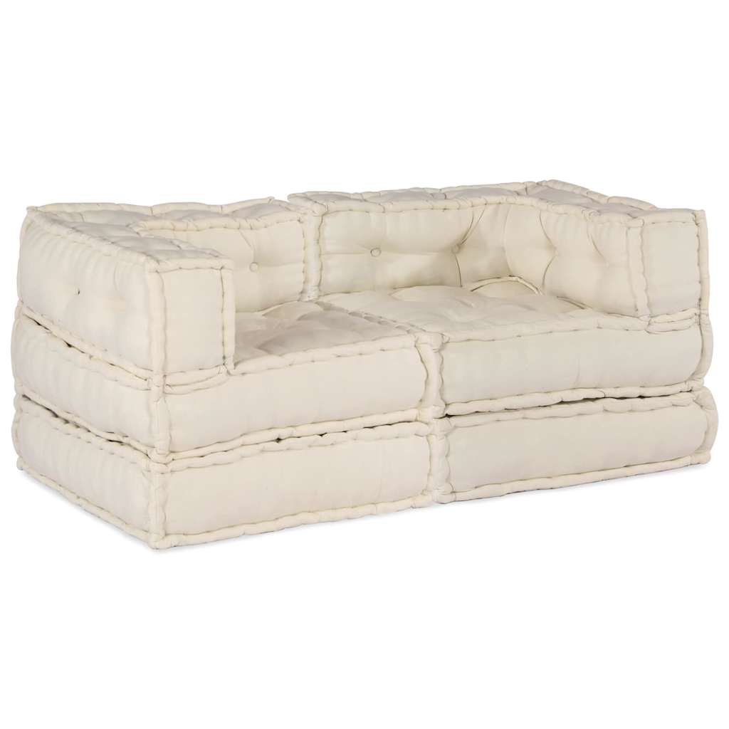 Modular Sofa 2 pcs Cream 70 x 70 x 56 cm Fabric